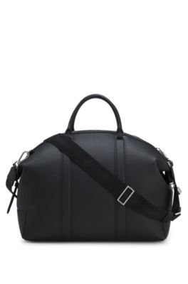 Bolsa de viaje de piel con correa de hombro desmontable, Negro