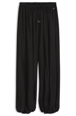 Wide-leg-fit pants blended with modal, Black