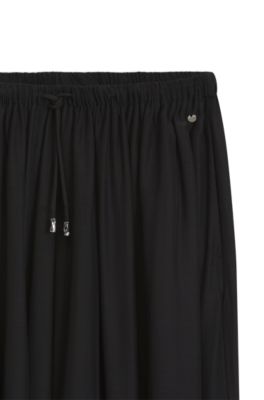 Wide-leg-fit pants blended with modal, Black