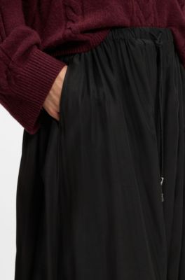 Wide-leg-fit pants blended with modal, Black