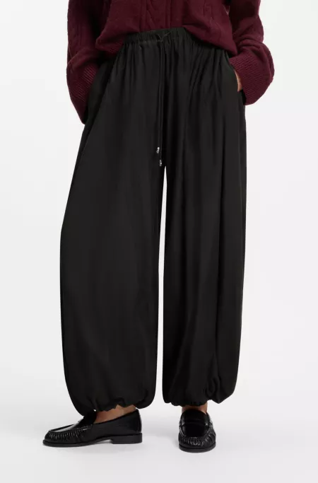 Wide-leg-fit pants blended with modal