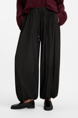 Pantalones de pernera ancha con modal, Negro