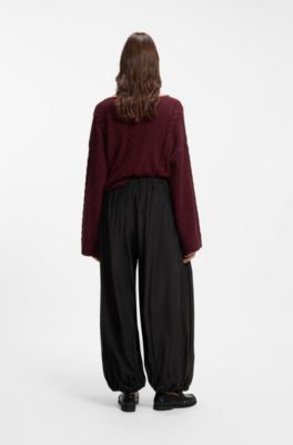 Pantalones de pernera ancha con modal, Negro