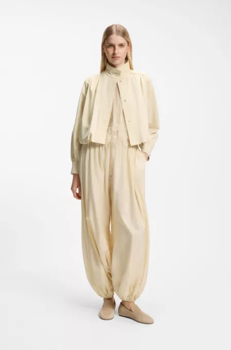 Wide-leg-fit pants blended with modal