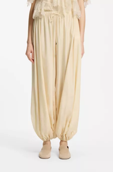 Wide-leg-fit pants blended with modal