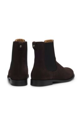 Suede Chelsea boots with Double B hardware, Dark Brown