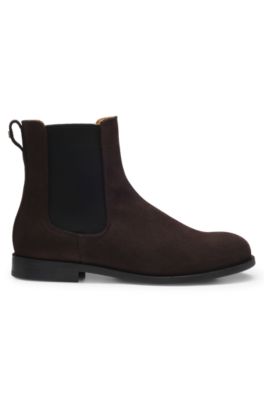 Suede Chelsea boots with Double B hardware, Dark Brown