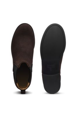 Suede Chelsea boots with Double B hardware, Dark Brown