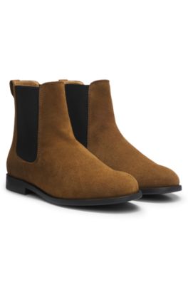 Suede Chelsea boots with Double B hardware, Beige
