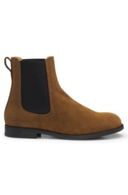 Suede Chelsea boots with Double B hardware, Beige