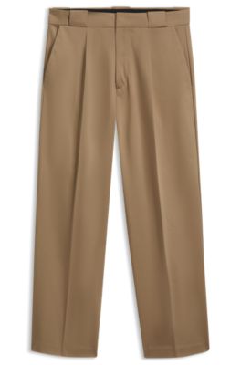 Tailored casual pants in stretch cotton, Beige