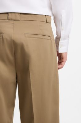 Tailored casual pants in stretch cotton, Beige