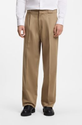 Tailored casual pants in stretch cotton, Beige
