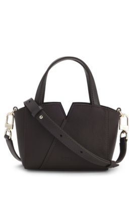 BOSS Revers mini cabas en cuir grain&eacute;, Marron fonc&eacute;