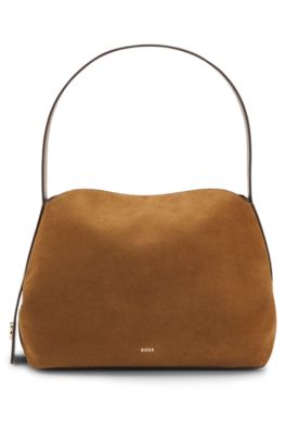 Faux-leather shoulder bag with magnetic closure, Beige