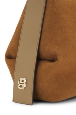 Faux-leather shoulder bag with magnetic closure, Beige
