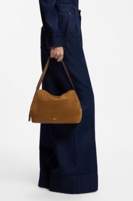Bolso bandolera de piel sint&eacute;tica con cierre magn&eacute;tico, Beige