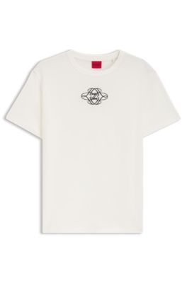 Camiseta de algod&oacute;n con logo bordado, Blanco