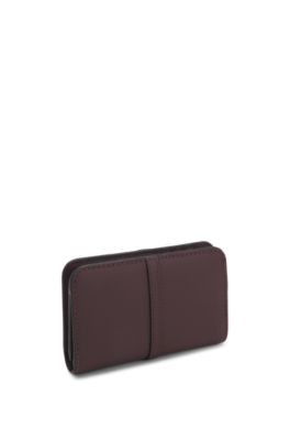 Cartera de piel granulada con placa del monograma doble B, Luz p&uacute;rpura