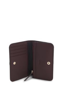 Grained-leather wallet with Double-B-monogram plaque, Light Purple