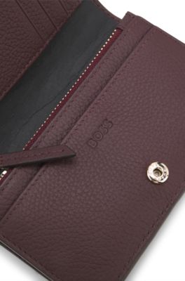 Grained-leather wallet with Double-B-monogram plaque, Light Purple