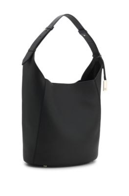 Saca de piel con placa con monograma Double B, Negro