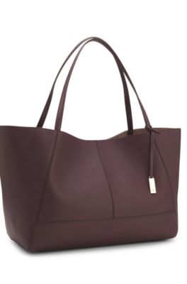 Bolso tote de piel granulada con bolsito desmontable, Luz p&uacute;rpura