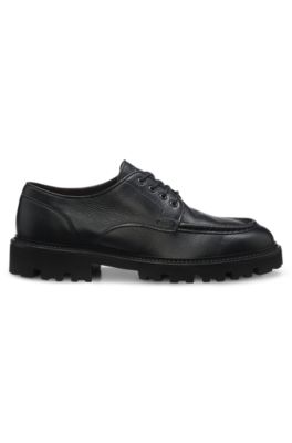 Leather Derby shoes with a constructed lug sole, Black