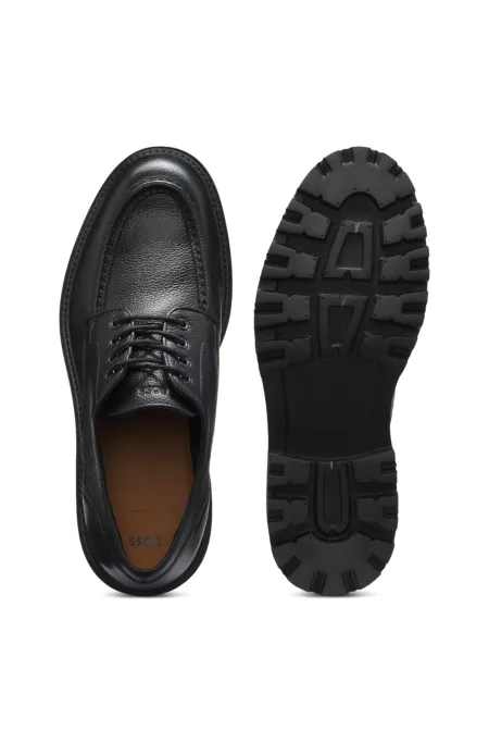 Leather Derby shoes with a constructed lug sole