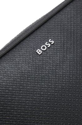 Reporter bag with micro monogram pattern, Black