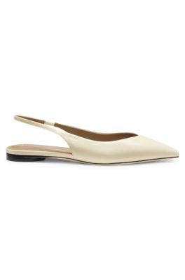 Escarpins en cuir avec sangle sur talon ouvert, Beige clair