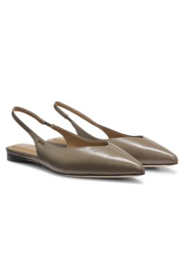 Zapatos de tac&oacute;n de piel con tira en el tal&oacute;n abierto, Marr&oacute;n