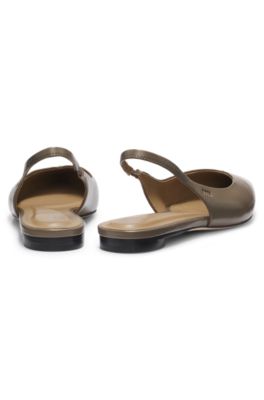 Leather pumps with slingback strap, Brown