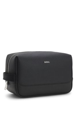 Toiletry bag in smooth Nappa-look fabric, Black