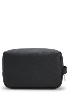 Toiletry bag in smooth Nappa-look fabric, Black