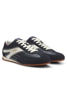 Deportivas con paneles de ante y silueta retro, Celeste