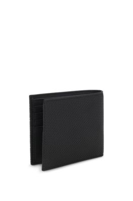 Monogram-textured leather wallet, Black
