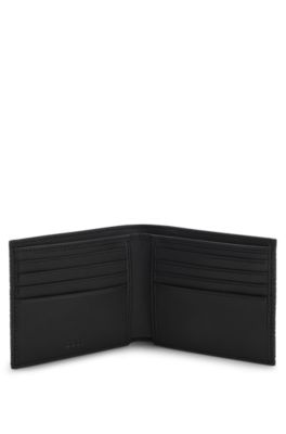 Monogram-textured leather wallet, Black
