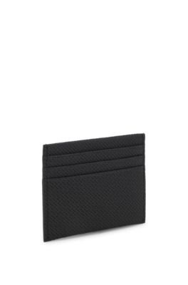 Porte-cartes en cuir recycl&eacute; &agrave; monogramme, Noir