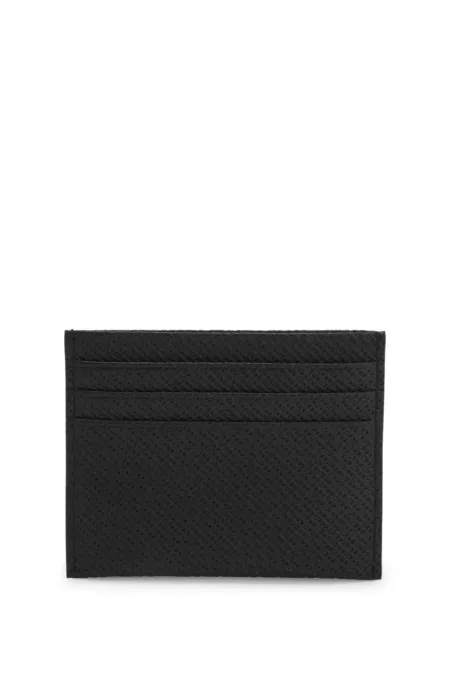 Card holder in monogram-patterned leather