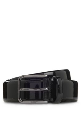 Smooth patent leather belt for formalwear, Black