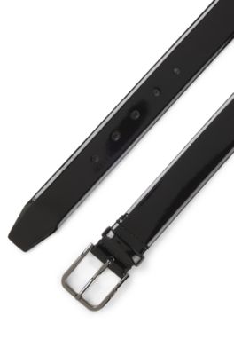 Smooth patent leather belt for formalwear, Black