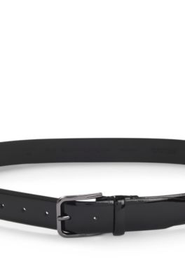 Smooth patent leather belt for formalwear, Black