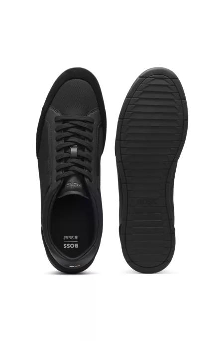 Mixed-material sneakers with stitched detailing