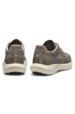 BOSS-MOTION lace-up sneakers in woven jacquard, Light Green