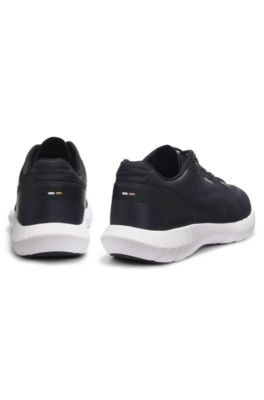 BOSS-MOTION lace-up sneakers in woven jacquard, Dark Blue