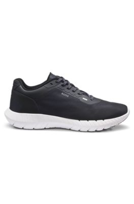 BOSS-MOTION lace-up sneakers in woven jacquard, Dark Blue