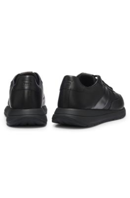Porsche x BOSS leather sneakers with perforated details, Black