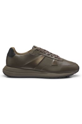 Porsche x BOSS deportivas de piel con detalles perforados, Marr&oacute;n oscuro
