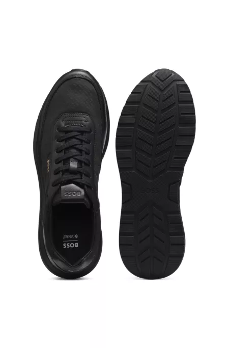 Monogram sneakers with leather trim and EVA rubber sole